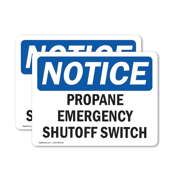 Signmission Propane Emergency Shutoff Switch, 14 in W x Rectangle, Vinyl Decal OS-2PACK-NS-D-1014-L-17888 - main